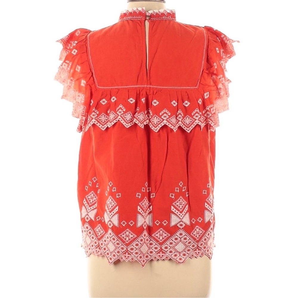 Anthropologie Feather Bone ‘Briar’ Embroidered Eyelet Lace Sleeveless Blouse - Picture 3 of 8